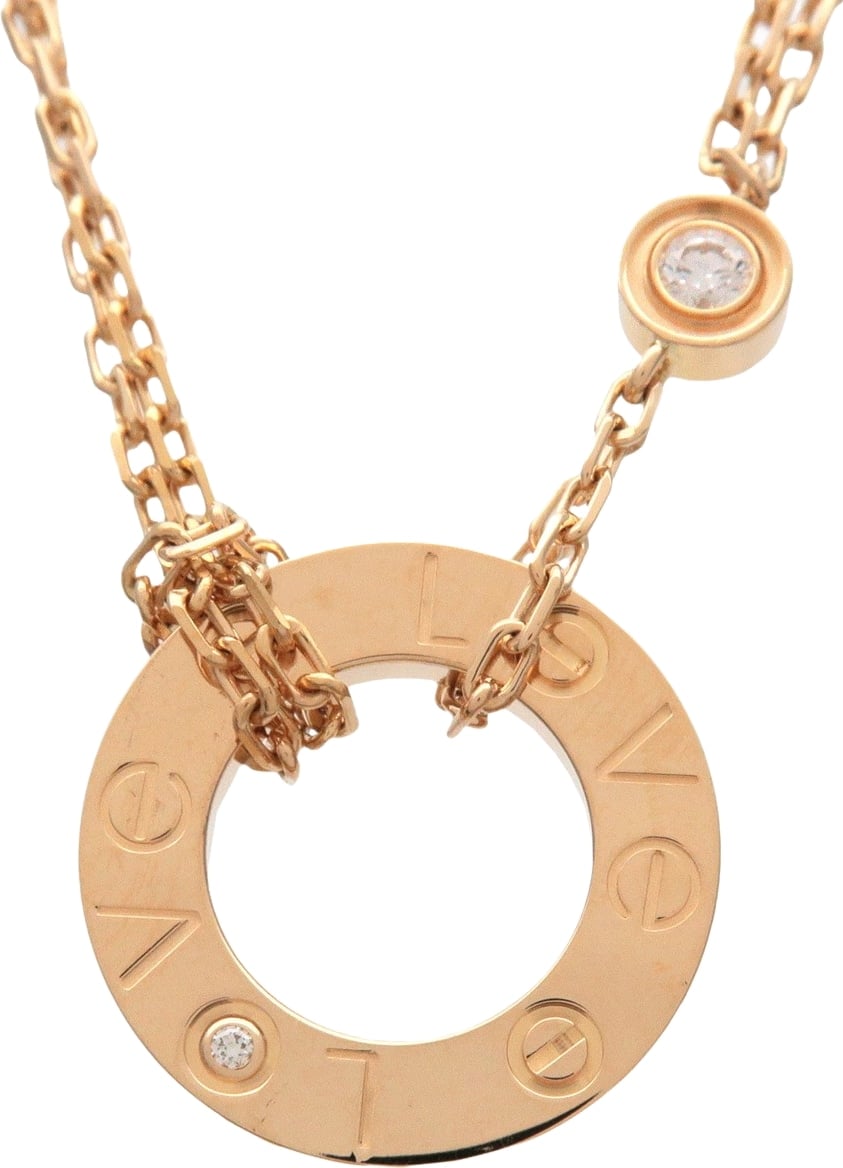 Cartier 2 Diamonds Love Pendant 18K Yellow Gold and Diamonds