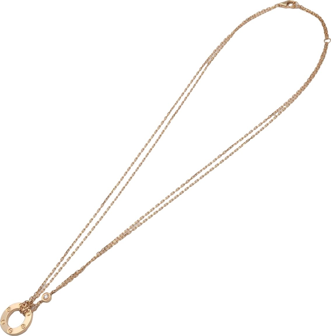 Cartier 2 Diamonds Love Pendant 18K Yellow Gold and Diamonds