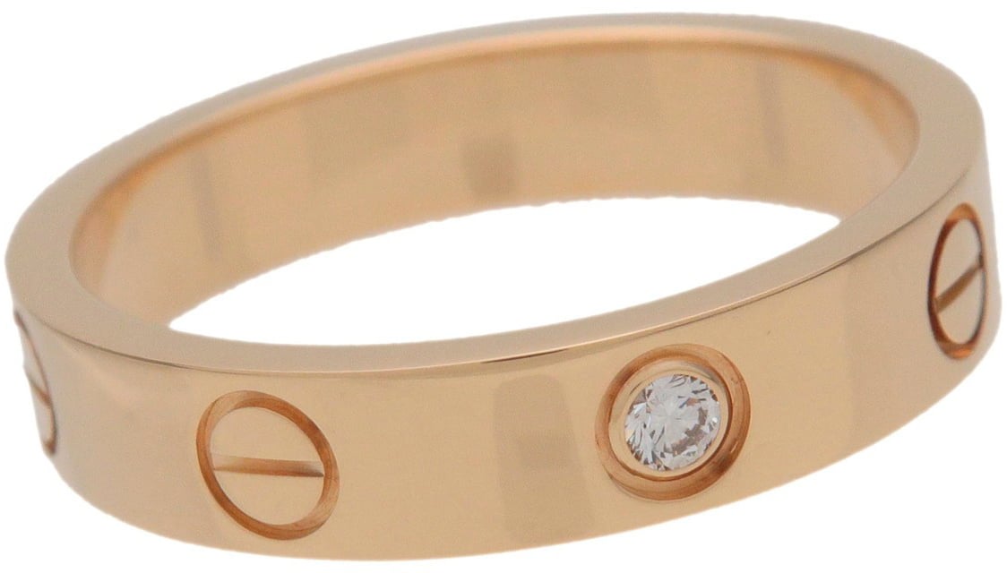 Cartier Love Wedding Band 1 Diamond 18K Rose Gold with Diamond