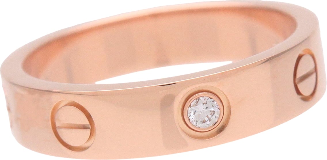 Cartier Love Wedding Band 1 Diamond 18K Rose Gold with Diamond