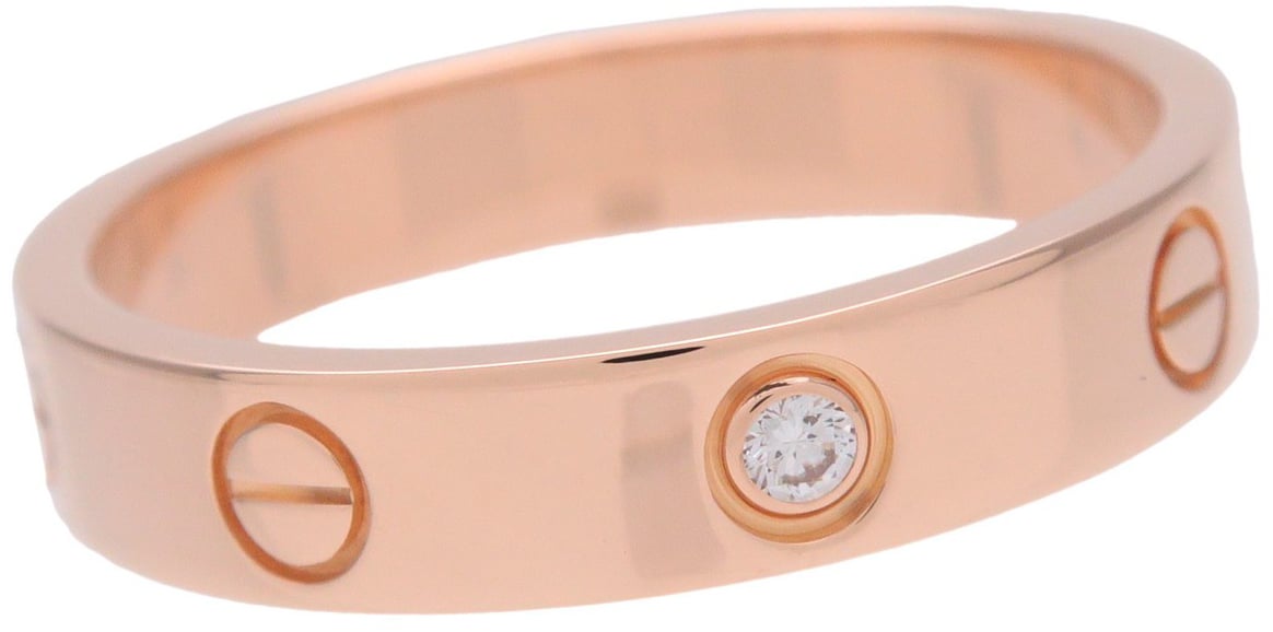 Cartier Love Wedding Band 1 Diamond 18K Rose Gold with Diamond