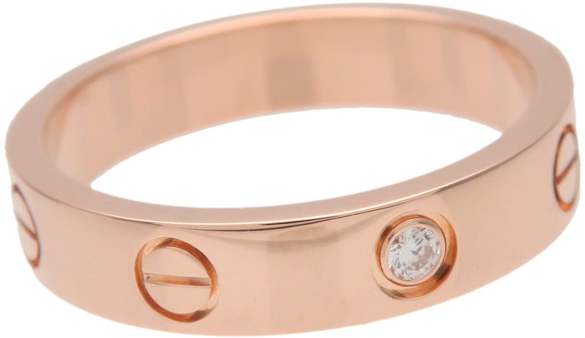 Cartier Love Wedding Band 1 Diamond 18K Rose Gold with Diamond