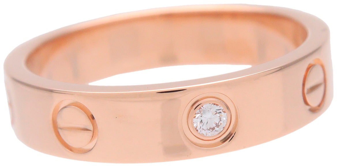 Cartier Love Wedding Band 1 Diamond 18K Rose Gold with Diamond