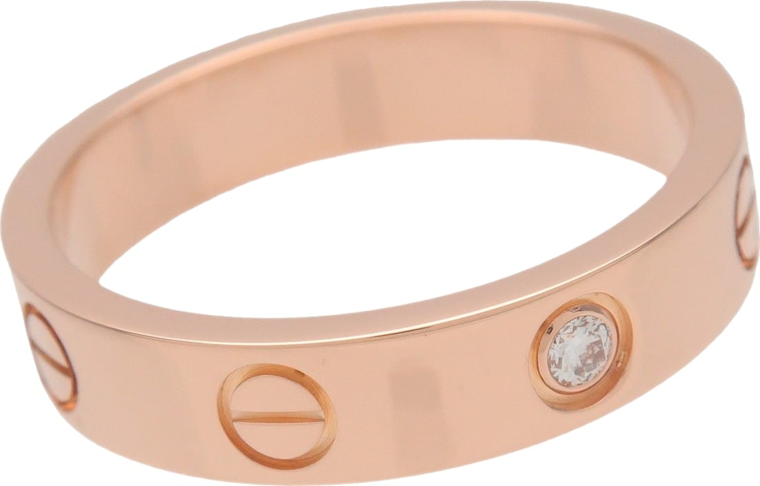 Cartier Love Wedding Band 1 Diamond 18K Rose Gold with Diamond