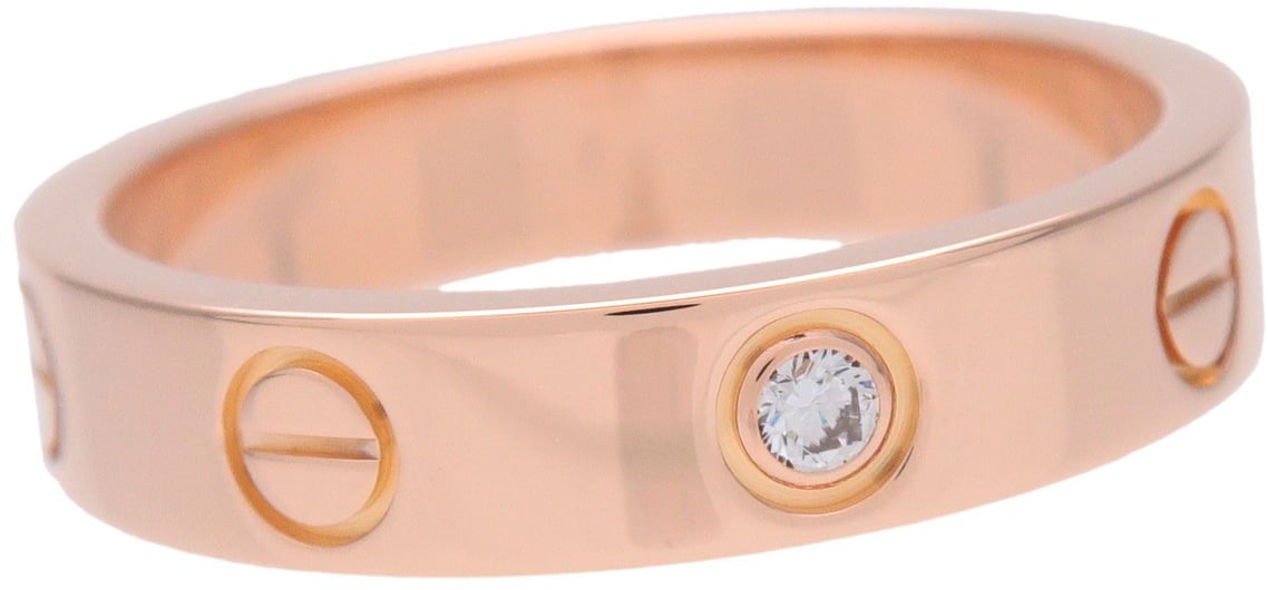 Cartier Love Wedding Band 1 Diamond 18K Rose Gold with Diamond