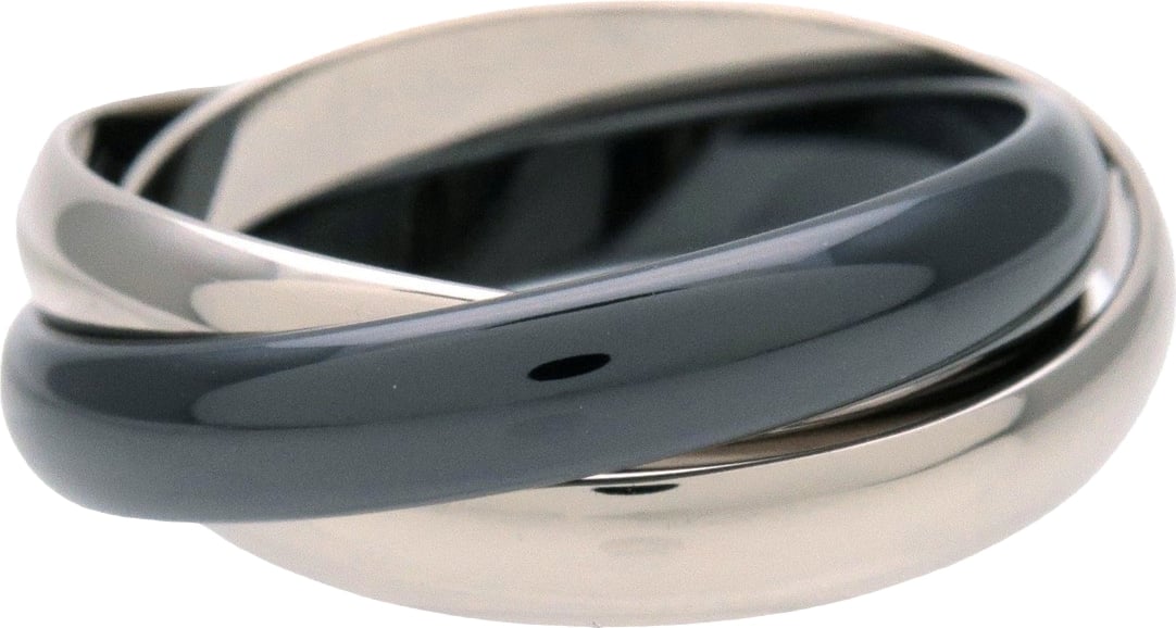 Cartier Trinity 18K White Gold & Black Ceramic Medium