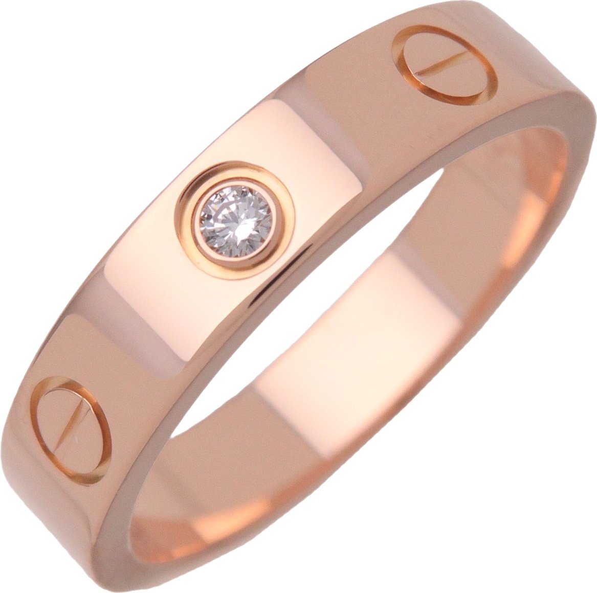 Cartier Love Wedding Band 1 Diamond 18K Rose Gold with Diamond