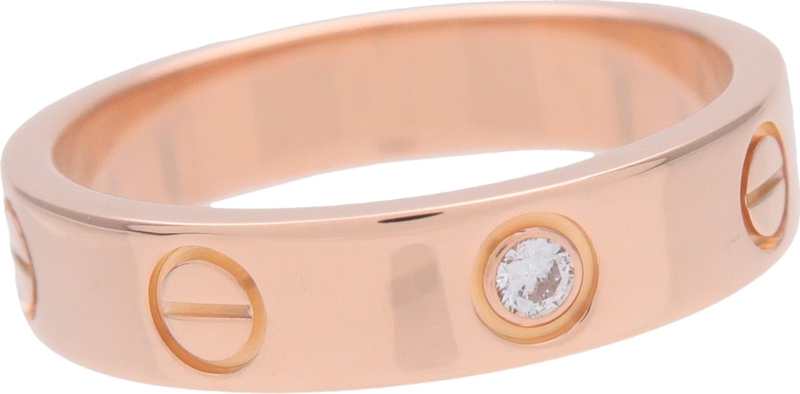 Cartier Love Wedding Band 1 Diamond 18K Rose Gold with Diamond