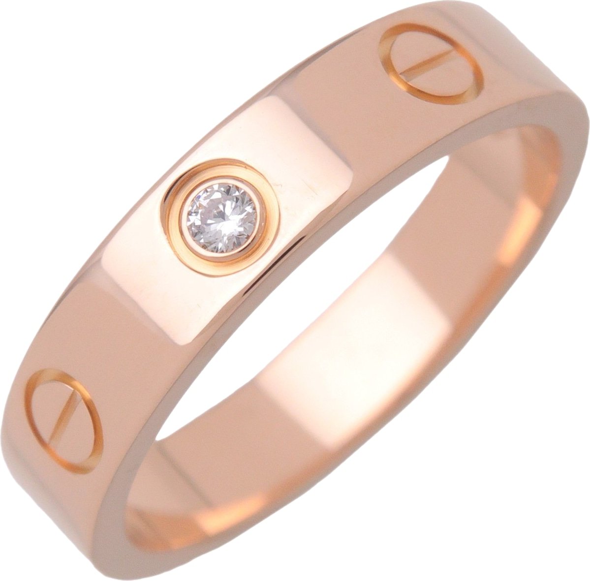 Cartier Love Wedding Band 1 Diamond 18K Rose Gold with Diamond
