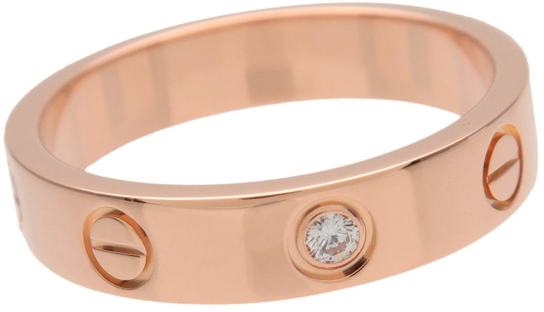 Cartier Love Wedding Band 1 Diamond 18K Rose Gold with Diamond
