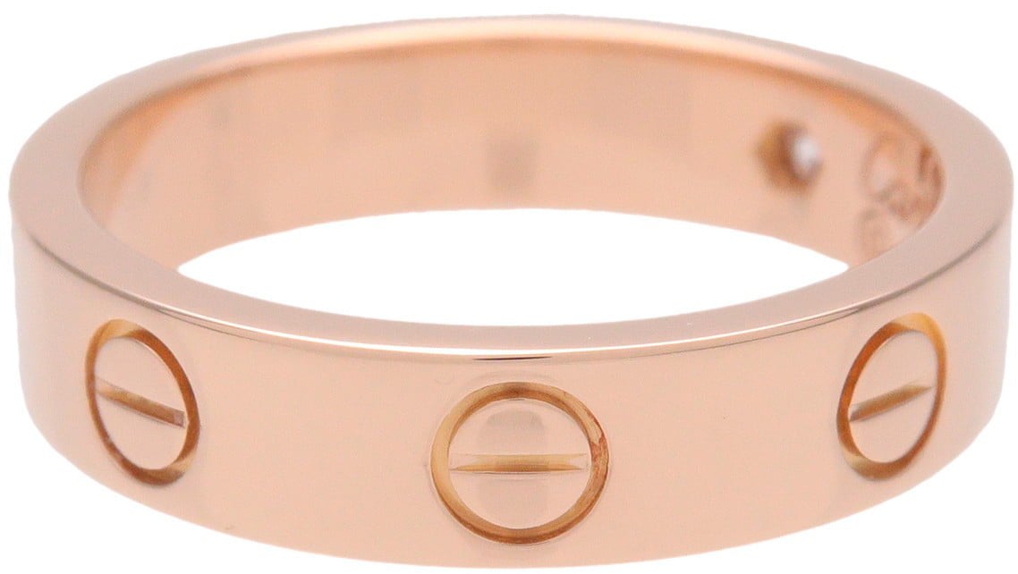 Cartier Love Wedding Band 1 Diamond 18K Rose Gold with Diamond
