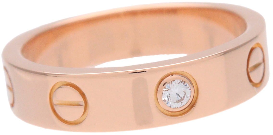 Cartier Love Wedding Band 1 Diamond 18K Rose Gold with Diamond