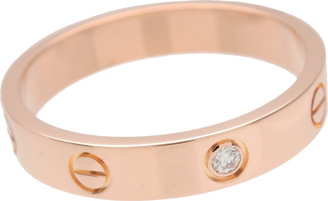 Cartier Love Wedding Band 1 Diamond 18K Rose Gold with Diamond