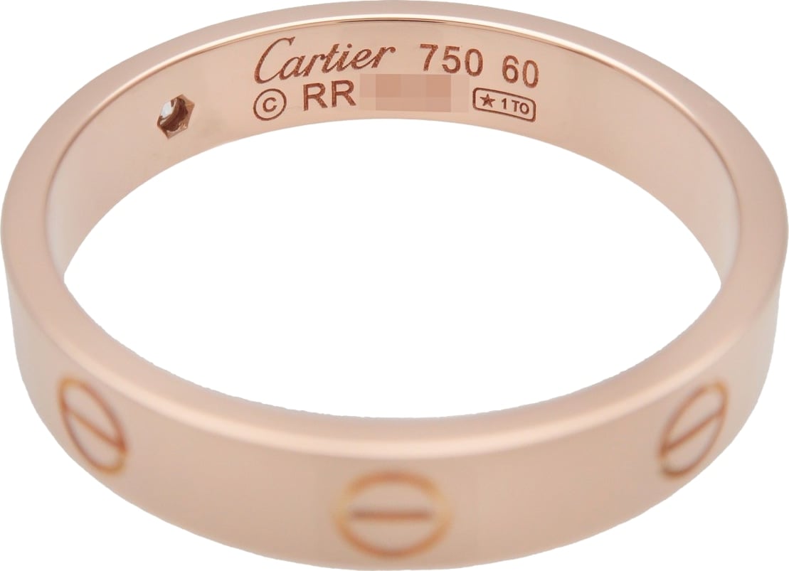 Cartier Love Wedding Band 1 Diamond 18K Rose Gold with Diamond