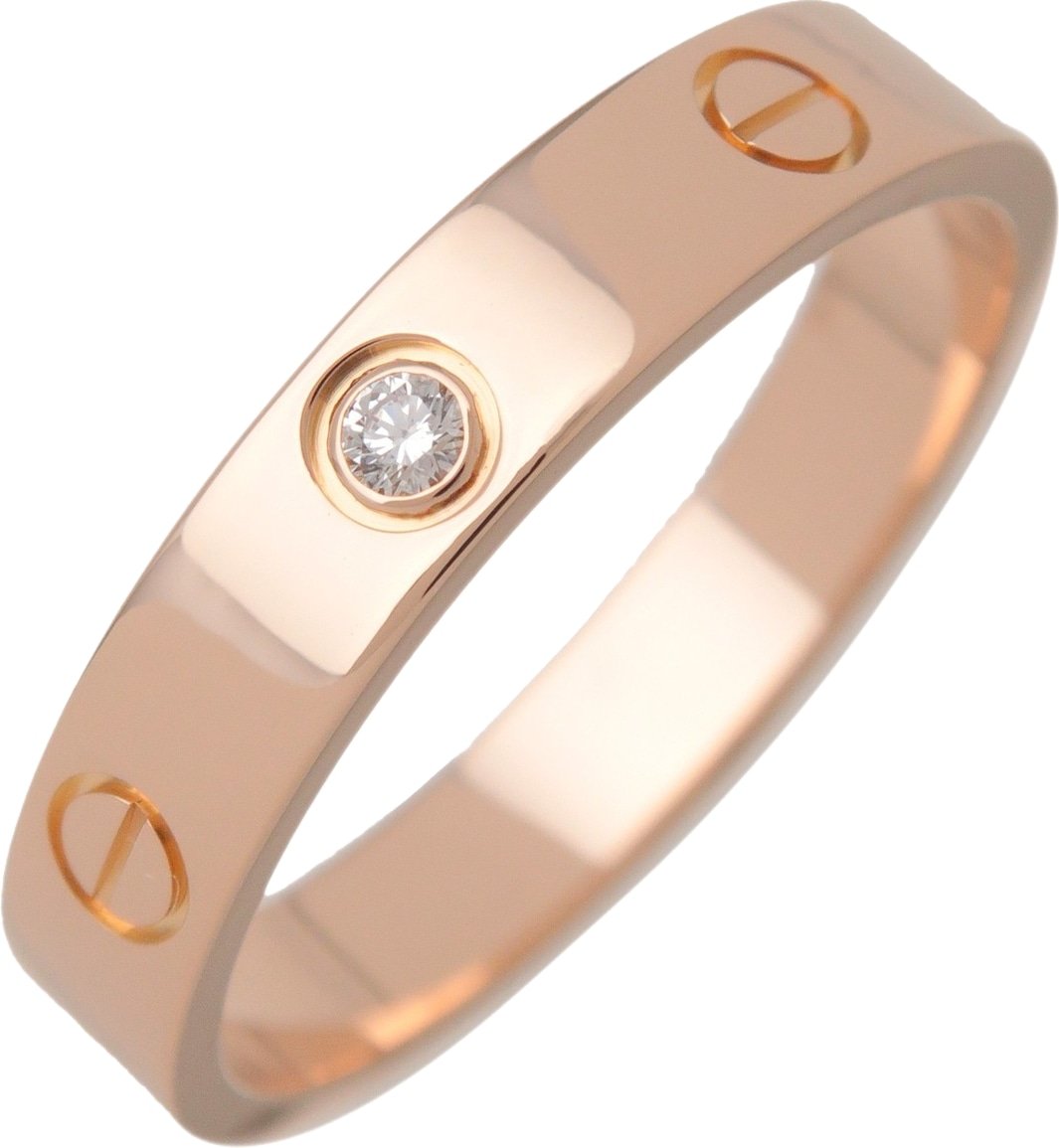 Cartier Love Wedding Band 1 Diamond 18K Rose Gold with Diamond