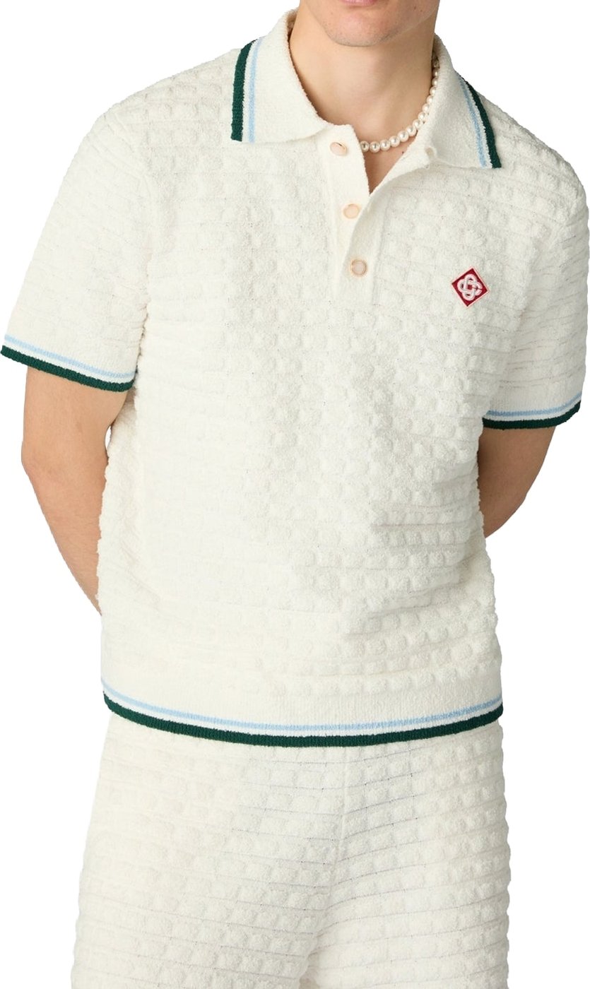 Heren Boucle Short Sleeve Polo Wit