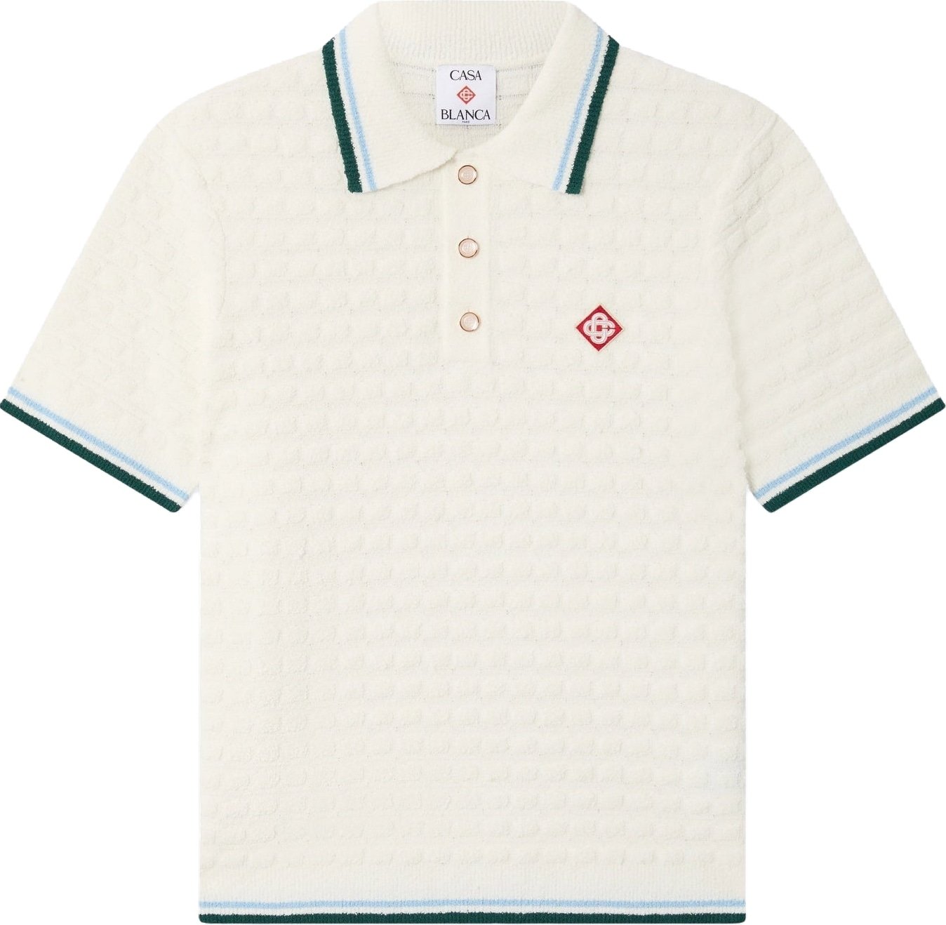 Heren Boucle Short Sleeve Polo Wit