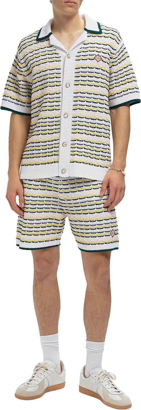 polo knit white green yellow