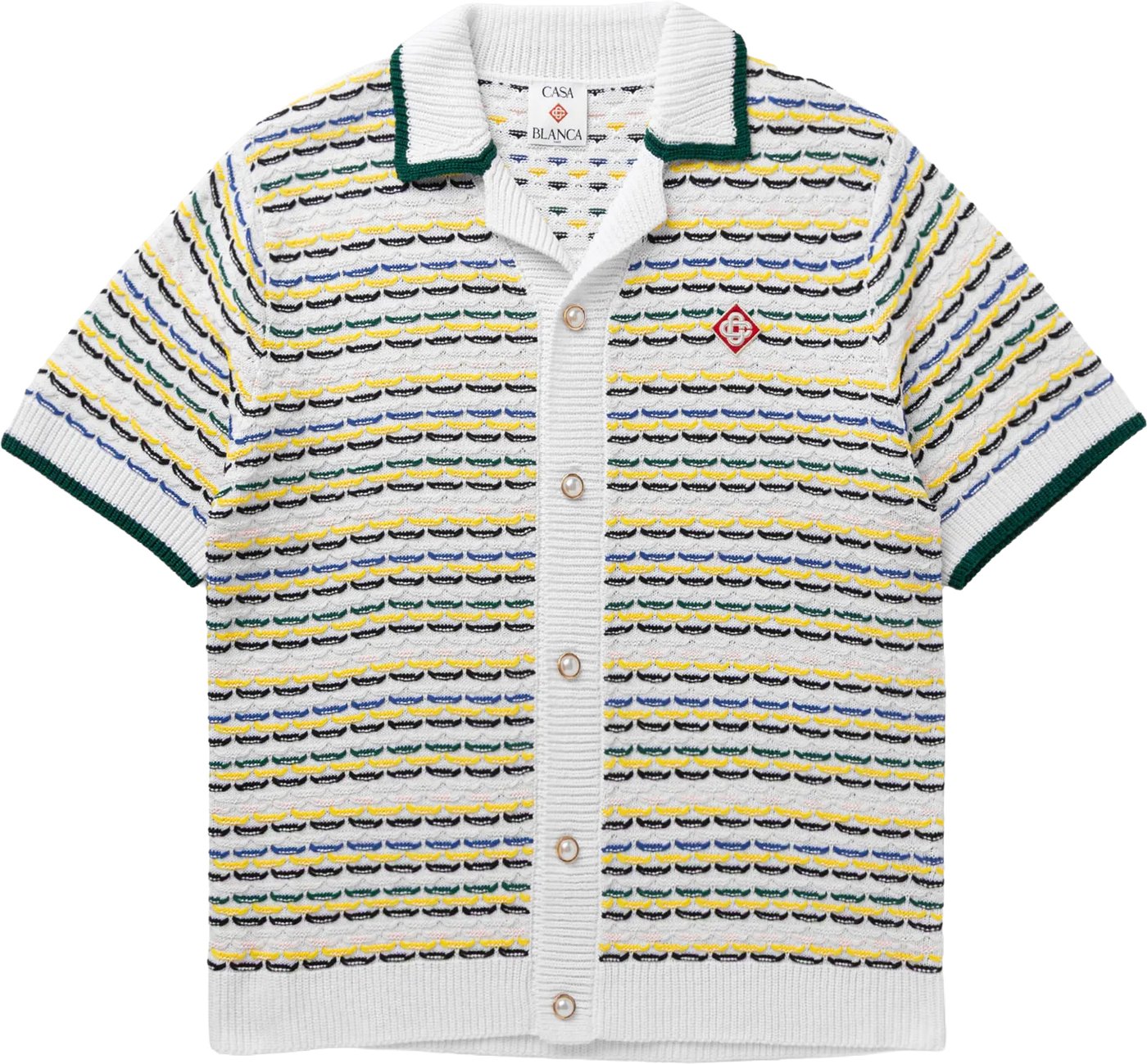 polo knit white green yellow