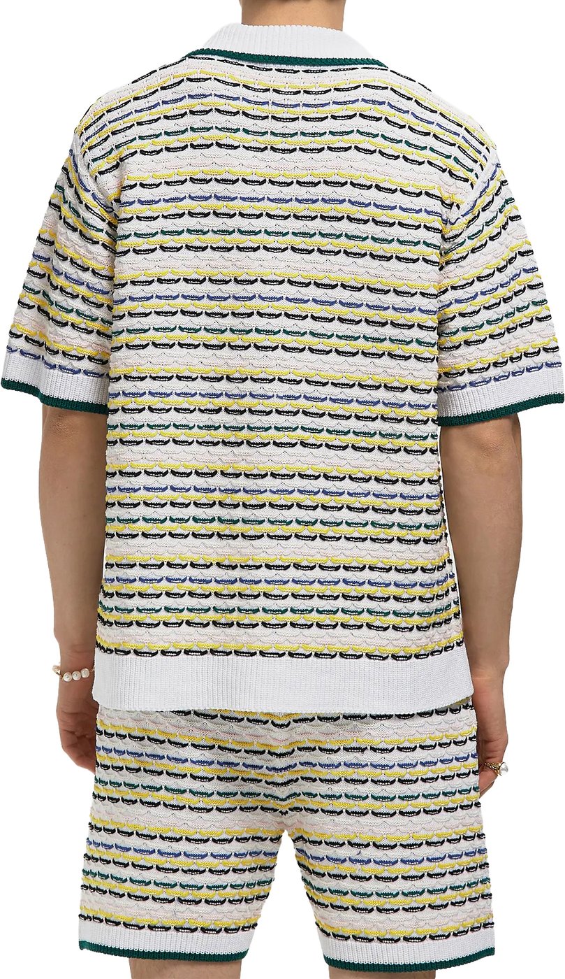 polo knit white green yellow