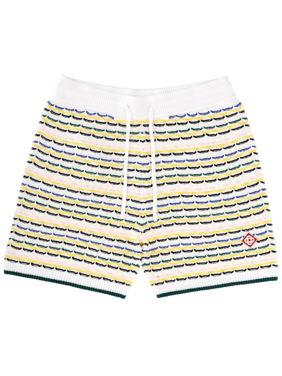 Textured Cotton Drawstring Shorts