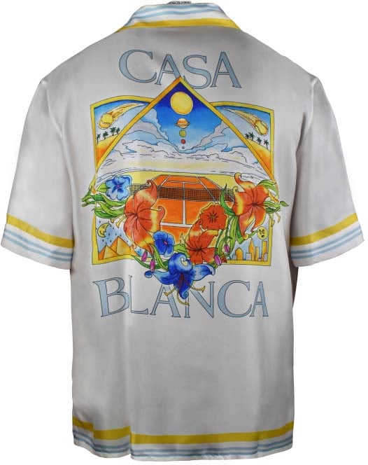 Flower Court Icon Satin Shirt - Size: L