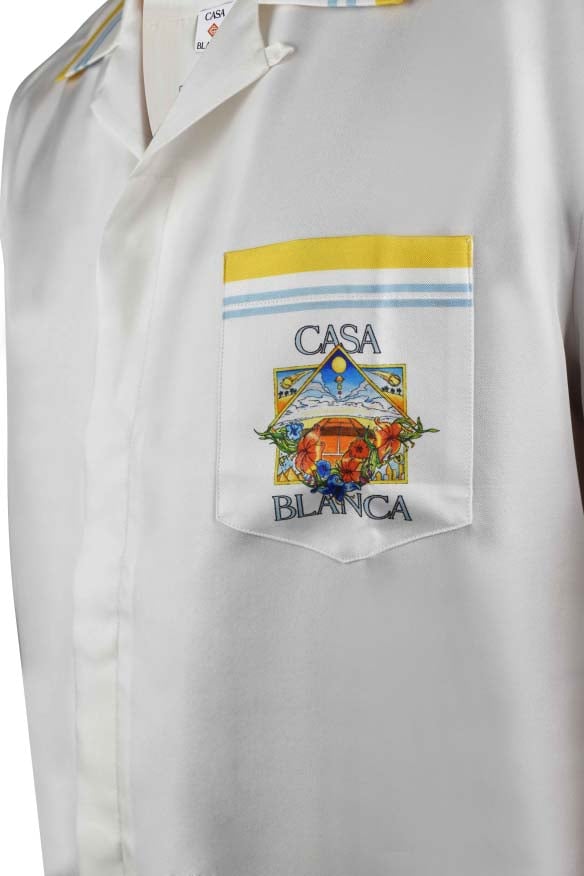 Flower Court Icon Satin Shirt - Size: L