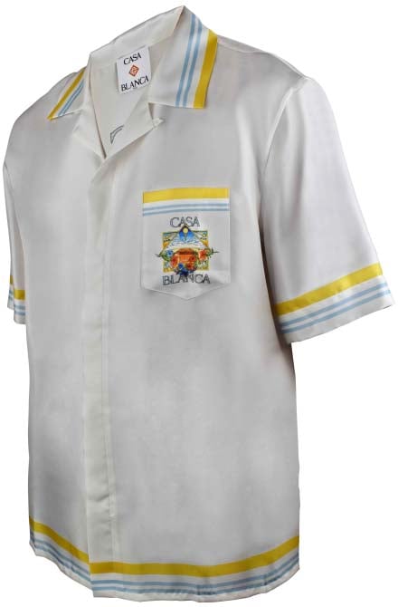 Flower Court Icon Satin Shirt - Size: L