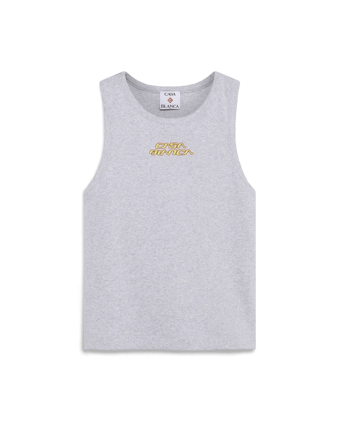 Grey Ribbed Fitted Tank Top