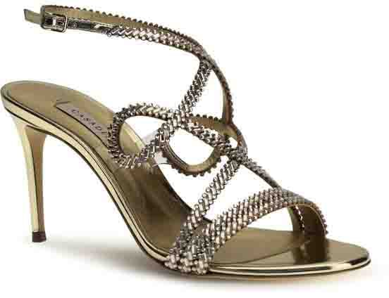 Casadei Gold Calf Leather Bos Taurus Stiletto Heel Sandals