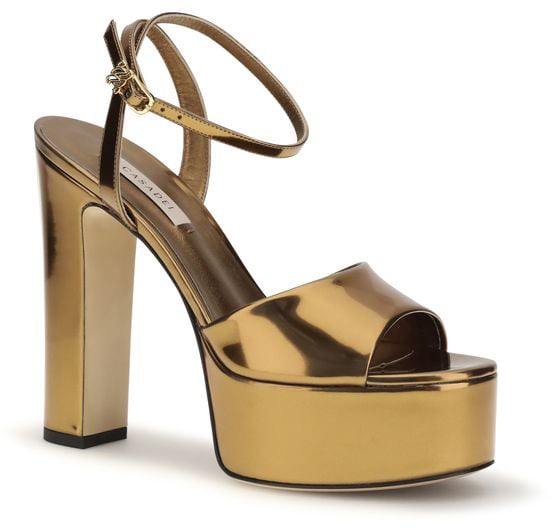 Casadei Gold Polyester Platform Sandals