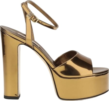 Casadei Gold Polyester Platform Sandals