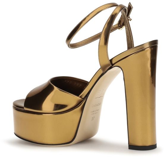 Casadei Gold Polyester Platform Sandals