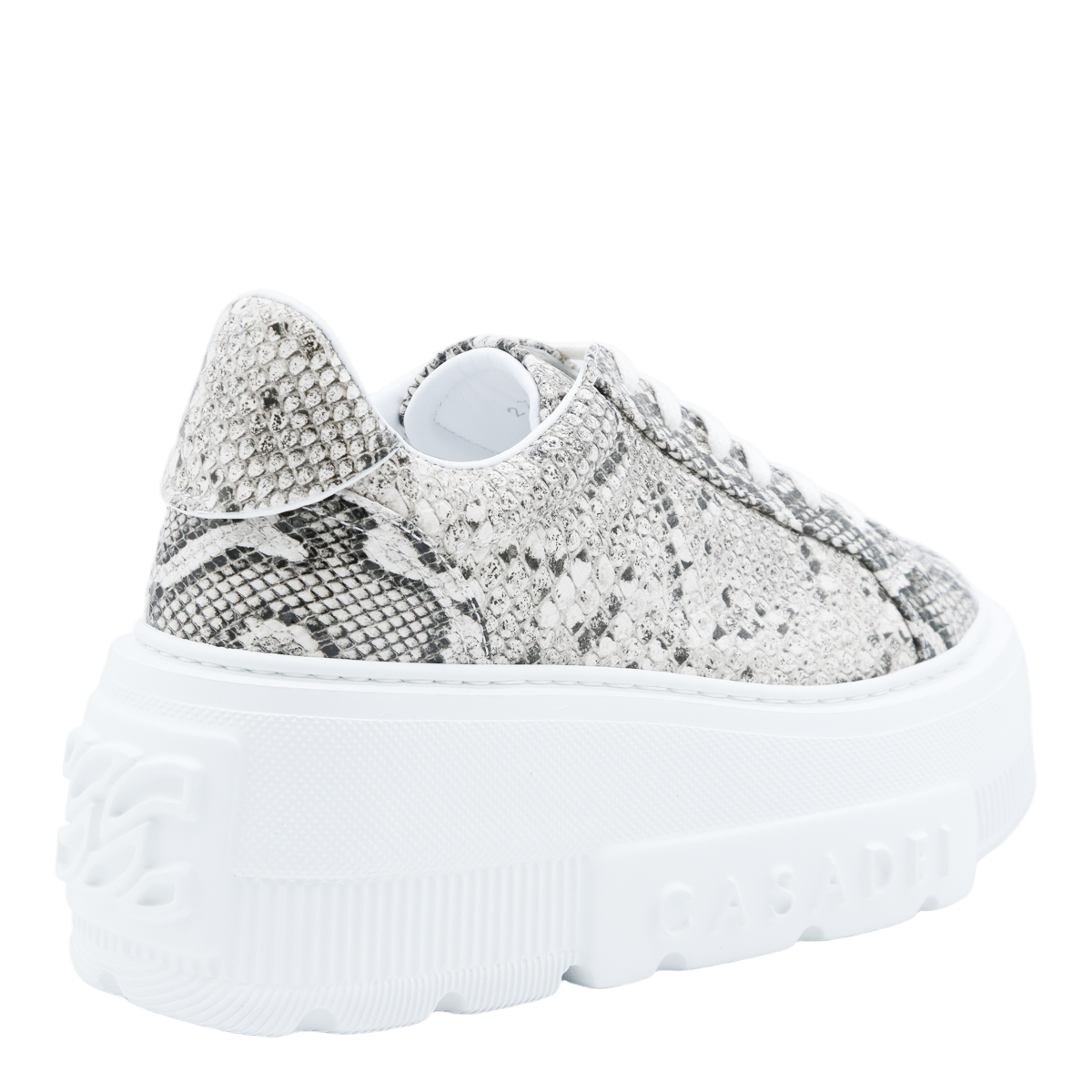 Textured Snakeskin Sneakers with Chunky White Platform Sole