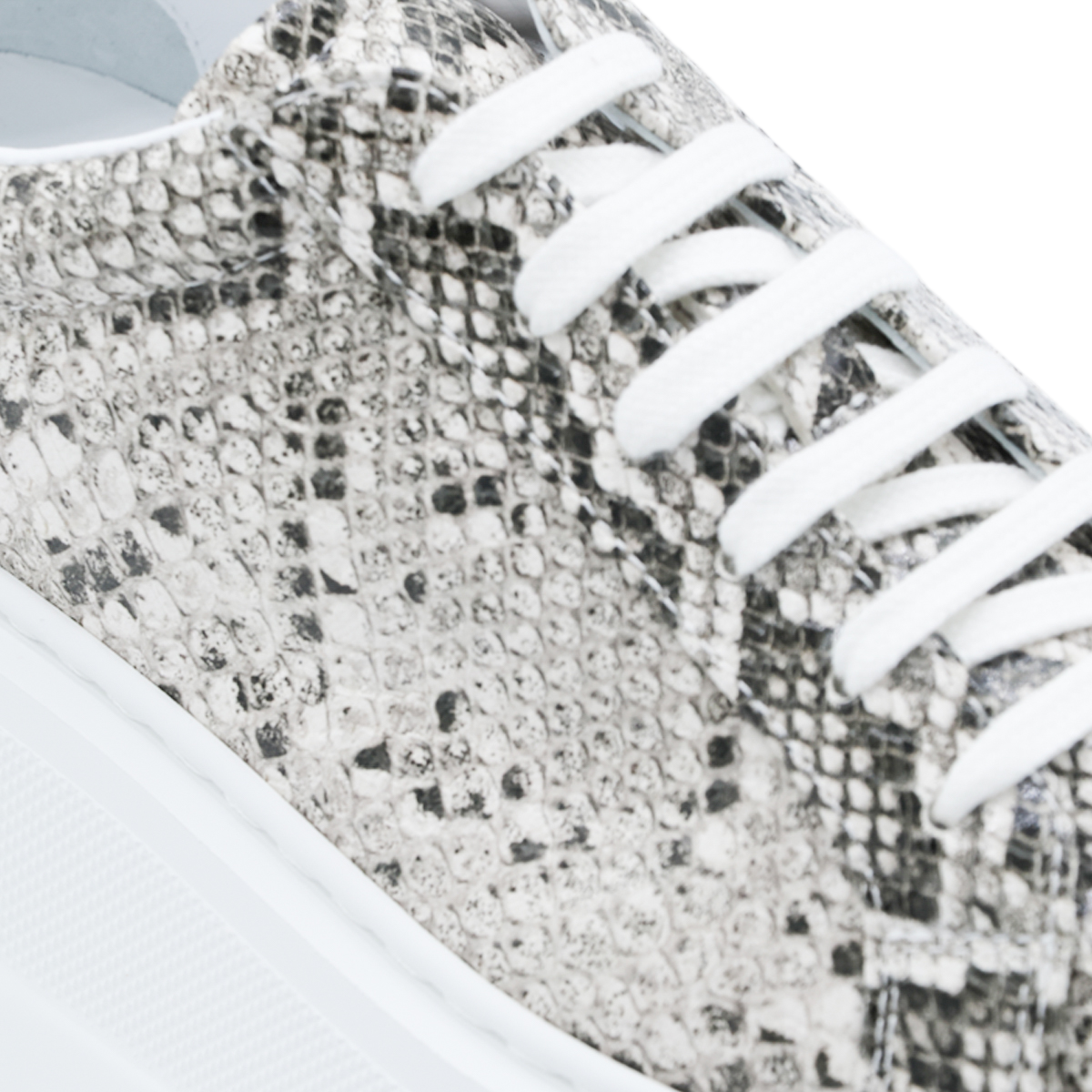 Textured Snakeskin Sneakers with Chunky White Platform Sole