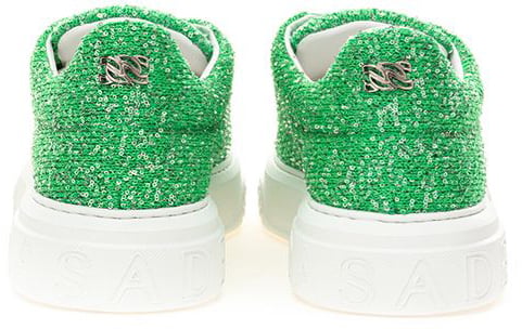 Casadei Green Fabric And Leather Athletic Sneakers