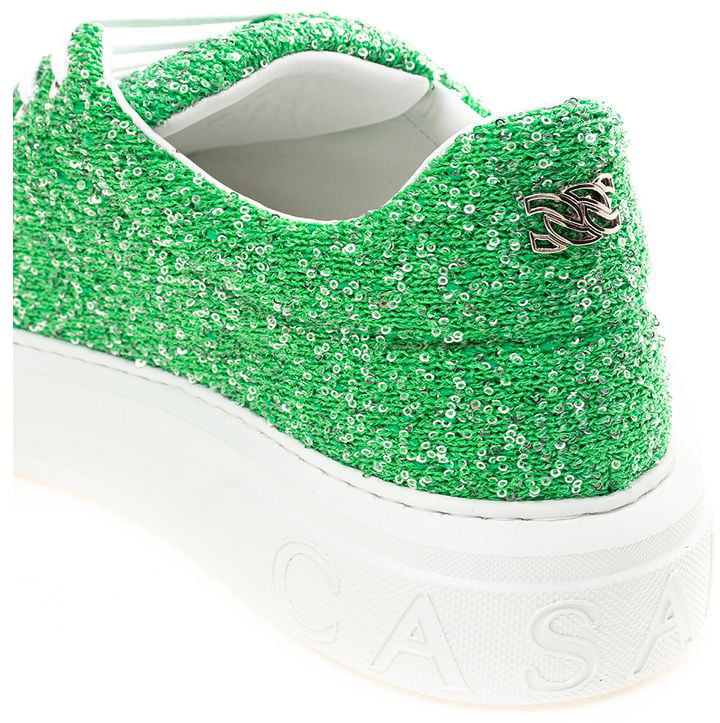 Casadei Green Fabric And Leather Athletic Sneakers