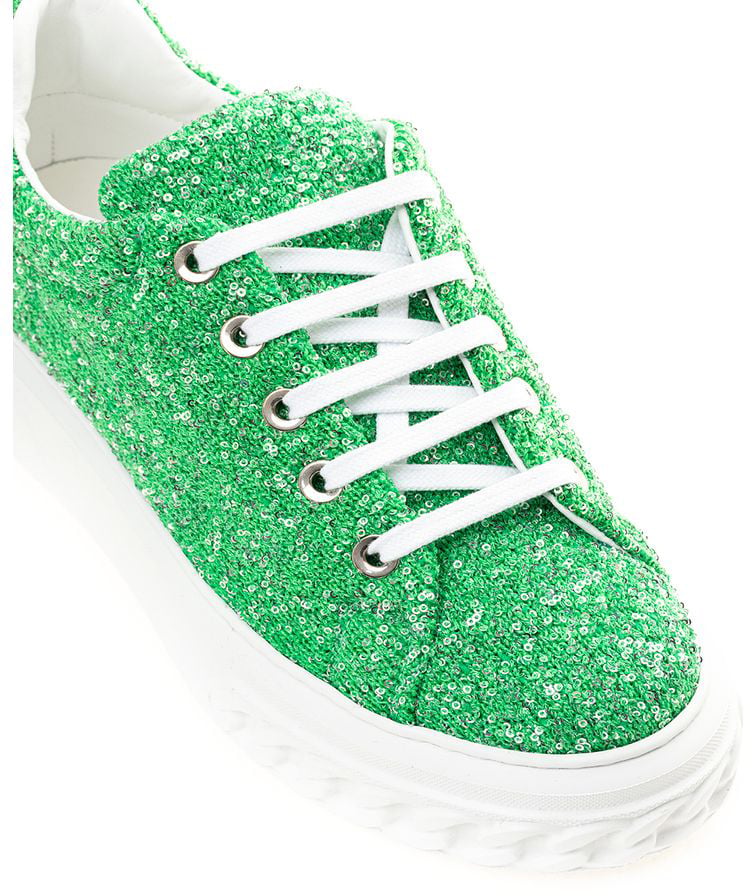 Casadei Green Fabric And Leather Athletic Sneakers