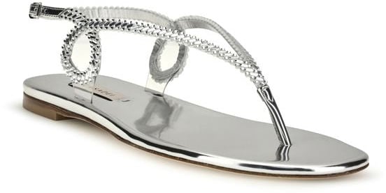 Casadei Silver Calf Leather Bos Taurus Flat Sandals
