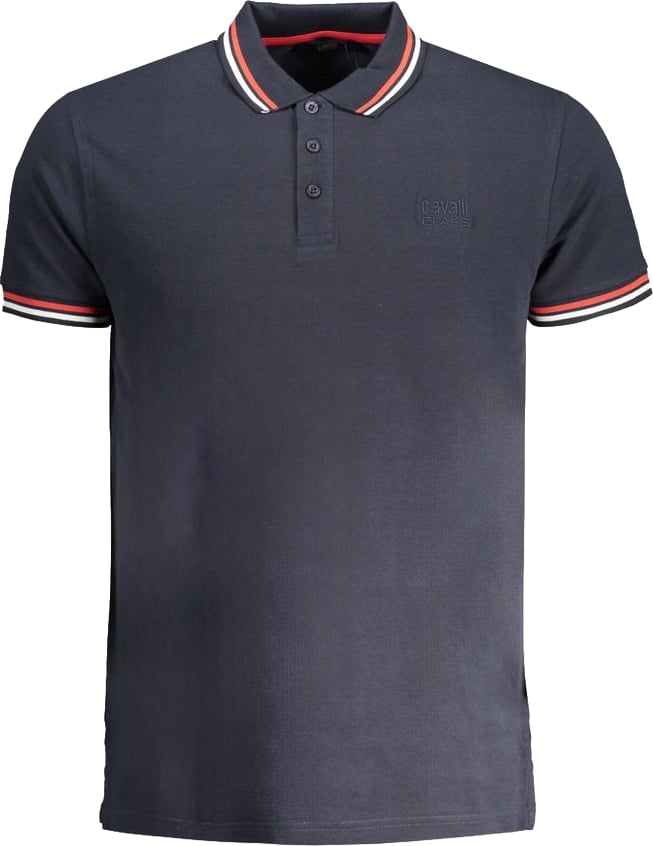 Cavalli Class Navy Cotton Men Polo Shirt