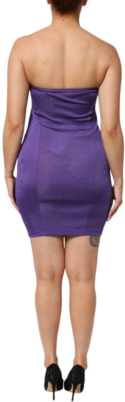 Cavalli Class Purple Viscose Elastane Strapless Bodycon Dress
