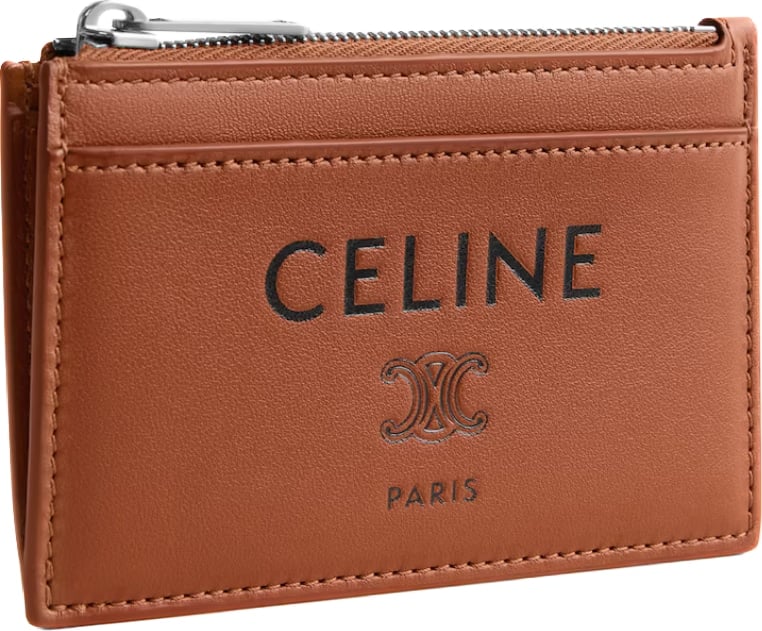 Celine Zipped Card Holder in smooth Lambskin Brown