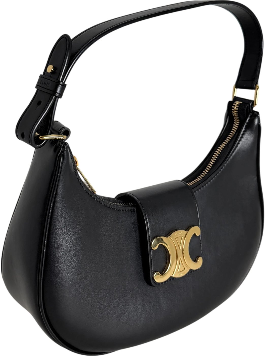 Celine Ava Triomphe Medium Smooth Leather Black Gold 2024