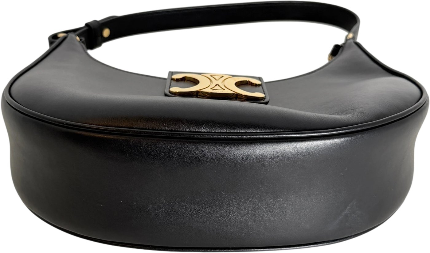 Celine Ava Triomphe Medium Smooth Leather Black Gold 2024