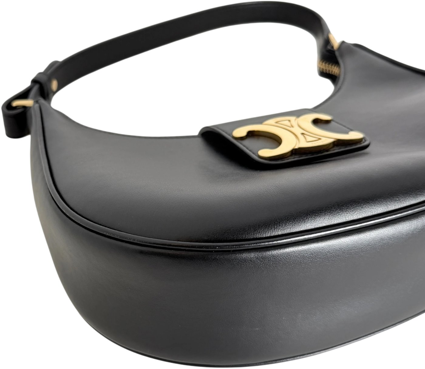 Celine Ava Triomphe Medium Smooth Leather Black Gold 2024