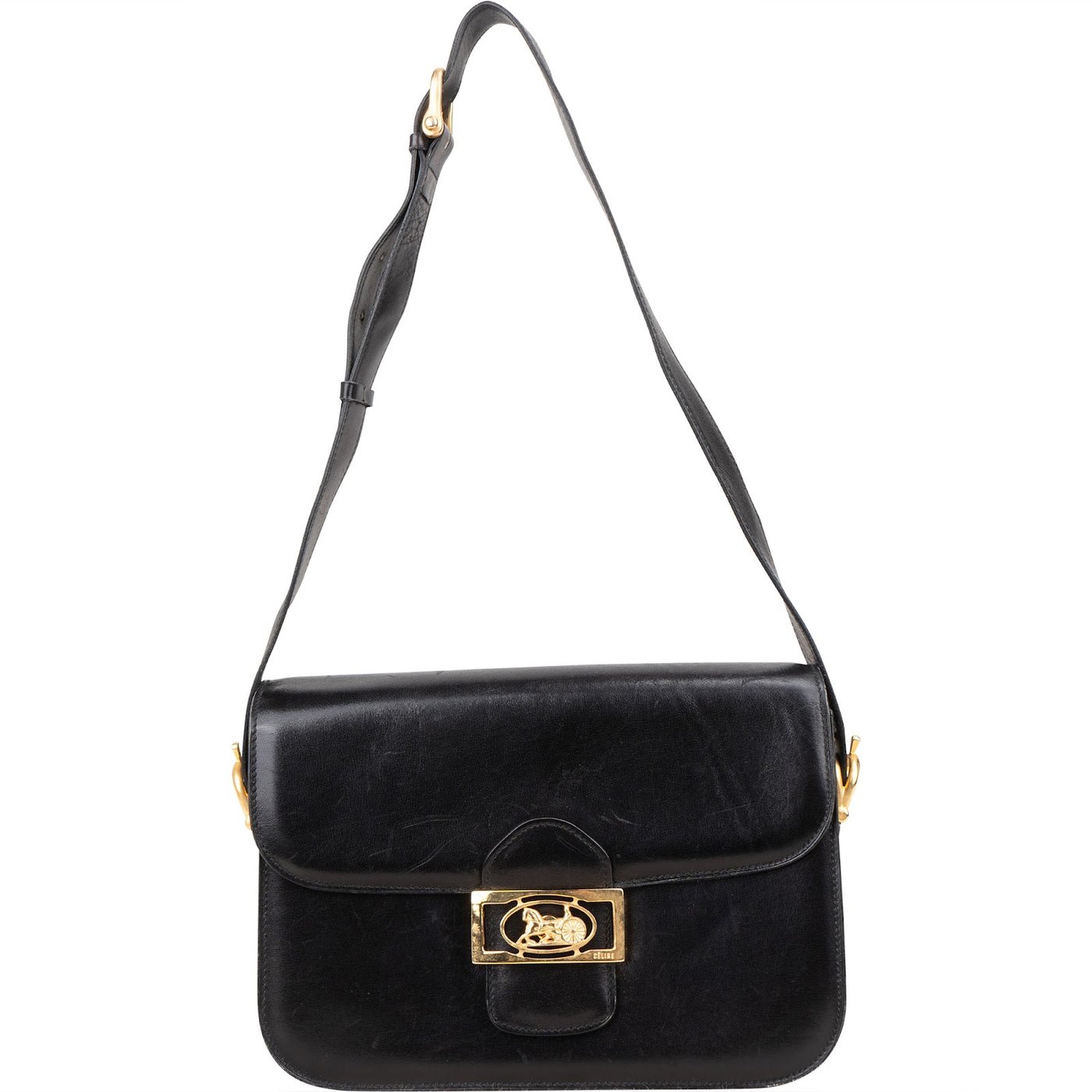 Céline Box Calfskin Leather Triomphe Shoulder Bag