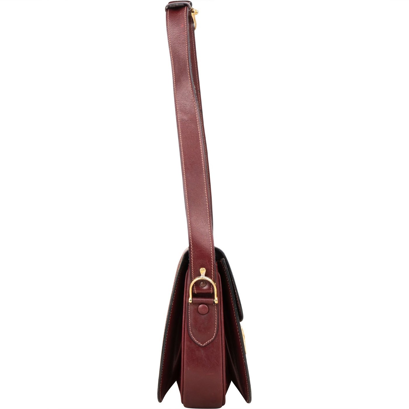 Celine Bordeaux Bocalf Flap Triomphe Shoulder Bag
