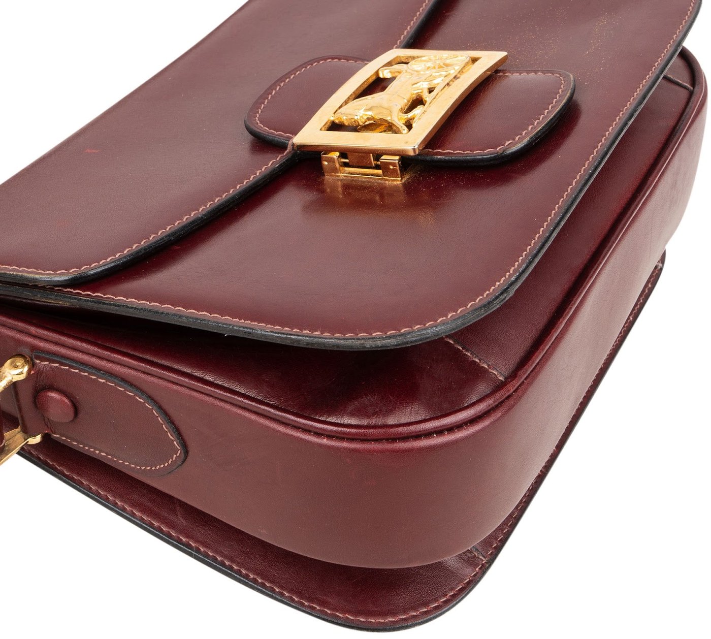 Celine Bordeaux Bocalf Flap Triomphe Shoulder Bag