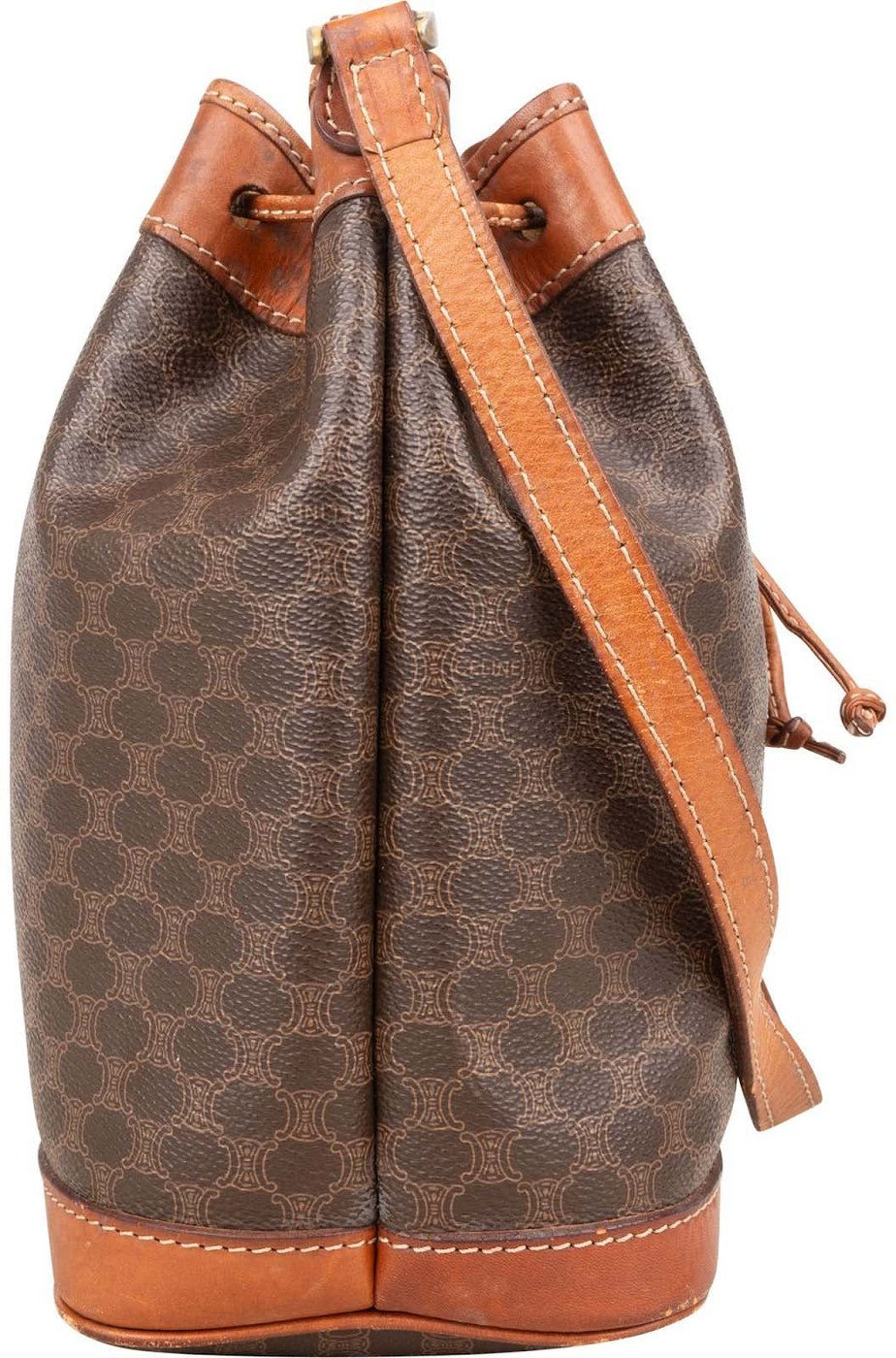 Celine Macadam Monogram Drawstring Bucket Crossbody Bag