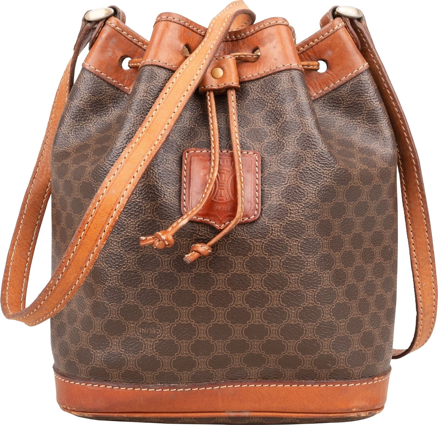 Celine Macadam Monogram Drawstring Bucket Crossbody Bag